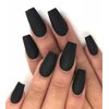 Black Press On Nails - Aegenacess Press On Nails Coffin, Matte Fake Nails with Glue Sticker, Press On Nails Long, Solid Color Stick On Nails in 12 Sizes, 24PCS Glue On Nails, Black Velvet