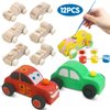Wooden Cars Unfinished Wood Crafts DIY Craft Wood Kit for Student Family Activities Arts and Crafts Kit for Kids (12 PCS)