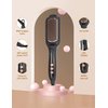 LANDOT Hair Straightener Brush Heated Straightening Brush: Negative Ion Hot Hair Brush for Smooth Frizz-Free Women Hair - Ceramic Flat Iron Brush - Dual Voltage Anti-Scald Fast Heating (Renewed)