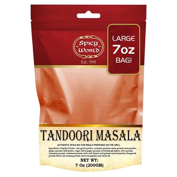 Spicy World Tandoori Masala Spice Mix Seasoning 7 Oz - 18 spice blend - Premium Quality Tandori Masala, Marinade & Grill Spice Blend, Blended Right Here in the USA!