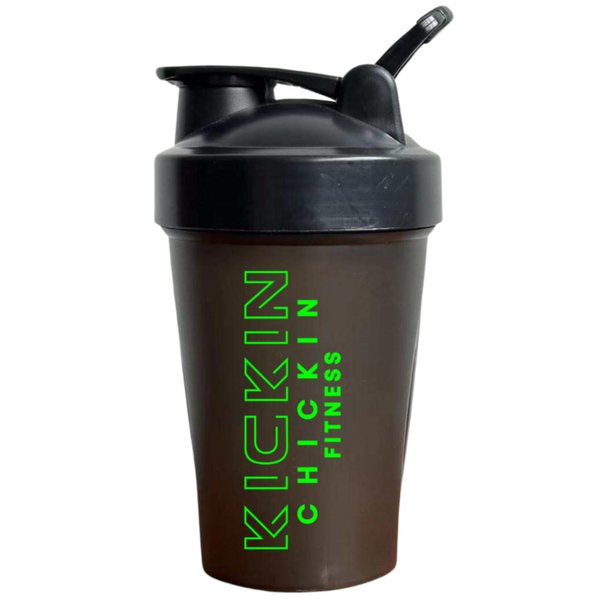 Kickin' Chickin' 12oz Shaker Bottle Mixer for Pre and Post Workout (Neon Lime/Midnight)