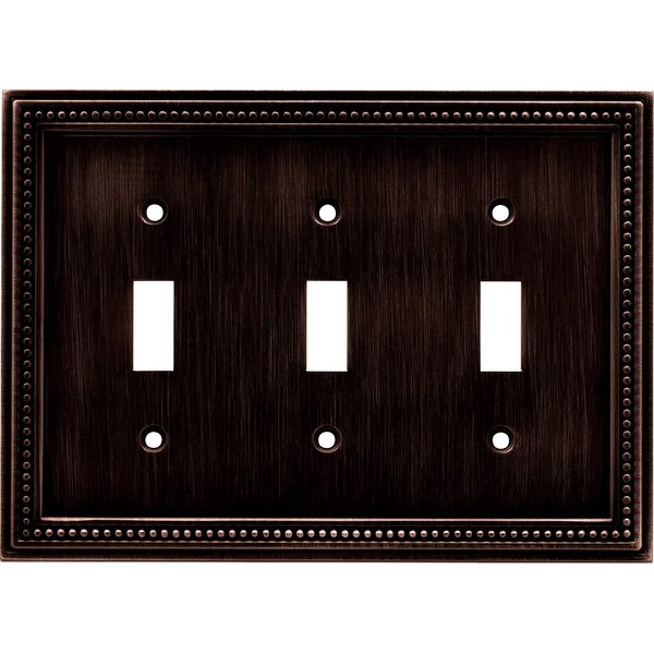 Brainerd 64408 Beaded Triple Toggle Switch Wall Plate / Switch Plate / Cover, Venetian Bronze