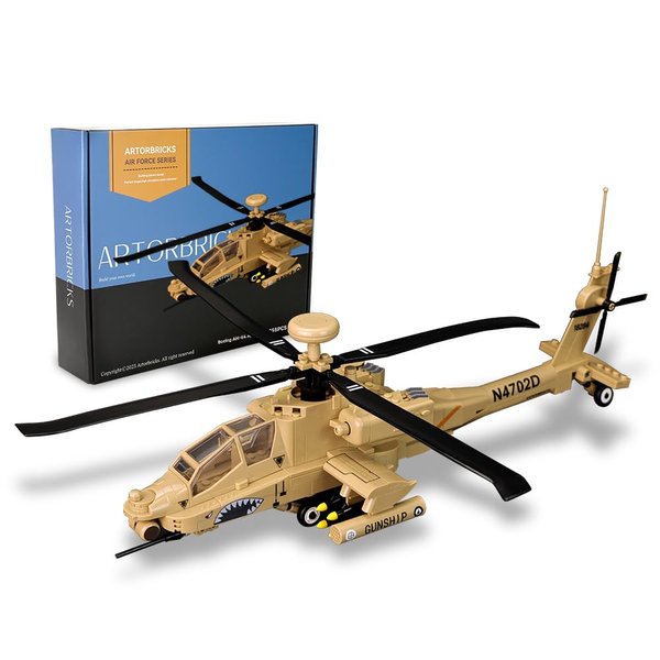 ArtorBricks Air Force Series Boeing AH-64 Apche Military Building Block Set and Gift for Adults, Compatible Lego (255Pieces)