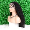 Curly Headband Wig Human Hair Wigs for Black Women - Brazilian Virgin Hair Kinky Curly Wig Headband - Glueless None Lace Front Wigs Human Hair 150% Density Natural Black (20 Inch)