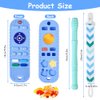 Silicone Baby Teething Toys, Remote Control Shape Teethers Toys with Teething Tubes and Pacifier Clip, Baby Teething Toys for 3 Months+, Remote Teething Toys BPA Free/Freezable/Dishwasher Safe(Blue)