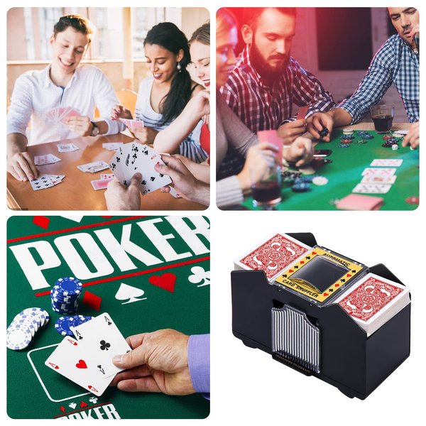 Unniweei Automatic Card Shuffler 1/2/4/6 Decks, Electric Battery-Operated Shuffler, Casino Card Game for Poker, Home Card Game, UNO, Phase10, Texas Hold'em, Blackjack, Home Party Club Game