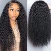 SUNTU 13X6 Curly Lace Front Wigs HD Transparent Lace Frontal Wig for Black Women 180 Density Glueless Lace Front Wigs Pre Plucked Bleached Knots with Baby Hair Brazilian Human Hair Wigs(24 Inch)