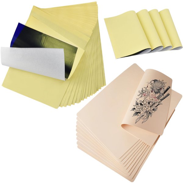 35pcs Blank Tattoo Practice Skin and Transfer Paper Kit Include 10pcs Tattoo Fake Skin and 25pcs Tattoo Stencil Paper for Beginners and Experienced Artists