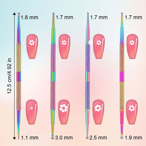 Nail Dotting Tool, 4 PCS Professional Nail Art Dotting Tool Stainless Steel Dotting Pen Tool Nail Art Kit for Painting Nail Design Pattern Embossing Art Dot Tools Rhinestone Picker Tool Pottery Tool