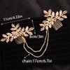 Teyglen Dainty Bridal Gold Leaf Hair Comb Headband Handmade Crystals Pearl Hair Pieces for Bride Rhinestone Headpieces Hair Accessories Pearl Side Hair Combs for Women Girls