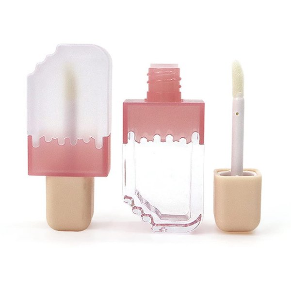 4 Pieces Empty Lip Gloss Tubes Reusable Lip Gloss Containers Ice Cream Shaped Lips Gloss Tube 5 ml Empty Refillable Lips Gloss Bottles DIY Cosmetics Lipstick Containers, Pink