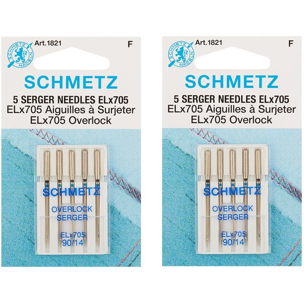 ELX705 Serger Needles -Size 14/90 5/Pkg (2 Pack)