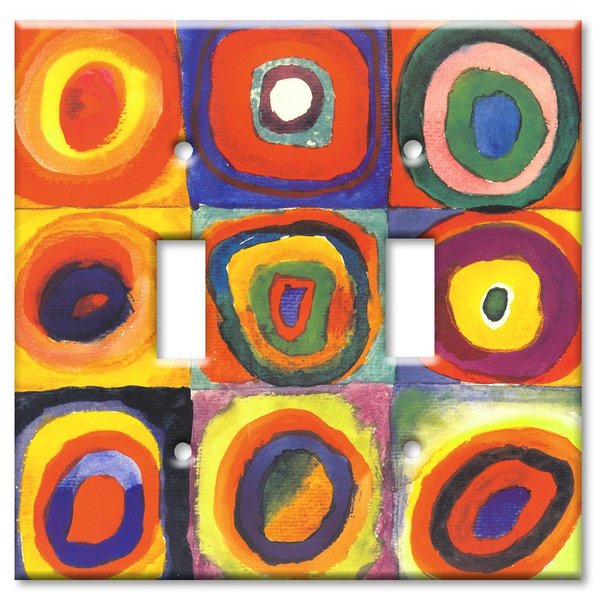 Art Plates - Double Gang Toggle Switch Plate - Kandinsky: Farbstudie Quadrate - (Made in USA)