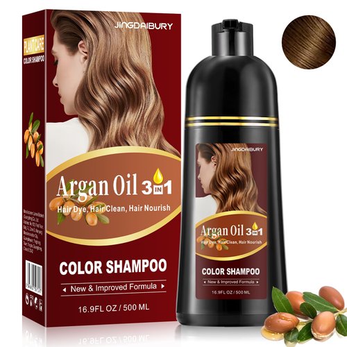 NCEPROHR Light Brown Hair Dye Shampoo 3 in 1, Argan Oil Brown Shampoo Hair Dye for Women & Men, Natural Hair Color Shampoo, Brown Shampoo Hair Color Easy to Use & Long Lasting Brown Dye Shampoo