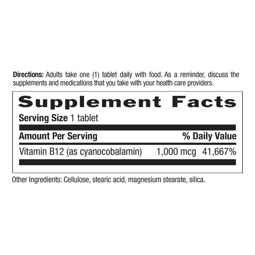 Country Life Vitamin B12, Supports Energy & Red Blood Cell Production, 1000mcg, 60 Tablets, Certified Gluten Free, Certified Vegan, Certified Halal