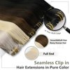Full Shine Human Hair Clip in Extensions Jet Black Pu Clip in Extensions Real Human Hair Invisible Clip ins for Women Black Hair Natural Hair Extensions Thick Ends 8Pcs 120Grams 14 Inch