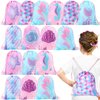 Clabby 16 Pcs Mermaid Party Favor Bags Mermaid Drawstring Bag Candy Gifts Sacks Backpack Bulk Birthday Fish Goodie Bags Under the Sea Ocean Theme Treat Bags for Travel Outdoor Bags 10 x 12 Inch