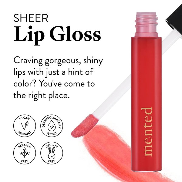 Mented Cosmetics | Red Hot and Bothered Sheer Lip Gloss | Red Tinted Lip Gloss | Vegan, Paraben-Free, Cruelty-Free Gloss Topper | Long Lasting and Moisturizing Lipgloss