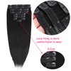 QueenYoung Clip in Hair Extensions Real Human Hair 9pcs 130g Jet Black Hair Extensions Straight Natural Soft Thick Remy Extensions Straight Clip in Hair Extensions Human Hair 22inch Jet Black Color