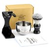 Anbbas 3IN1 Shaving Brush Set Synthetic Badger Hair with Stainless Steel Shaving Bowl,Black Acrylic Shaving Stand Holer for DE Razor Men Traditional Shave