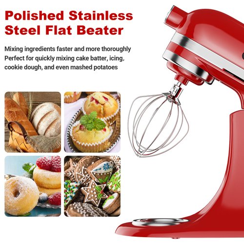 6 Wire Whisk Attachment for Kitchenaid Stand Mixer, Stainless Steel K45WW Whip Replace Attachment for 4.5-5Qt Tilt-Head Stand Mixer, For Egg Cream Stirrer, Flour Cake Balloon Whisk, Dishwasher Safe