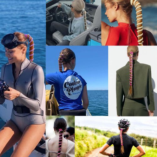 1 Pack 35" Brown Hair Ties No Damage for Women, Elastic Hair Bands for Thick Long Curly Hair Spiral Ponytail Holders Pony Tails Hair Wrap for Water Wind Swimming Diving Motorcycle Rides Skiing Surfing