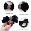 Lavifinac 2 Pcs Black Velvet Scrunchies for Women and Girls, Hair Ties with Bow Bowknot Elastics No Damage Elastic Hair Rubber Bands Hair Accessories Ponytail Holder