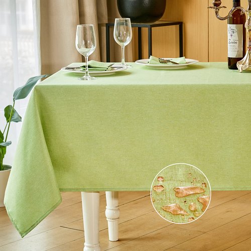 Mebakuk Rectangle Table Cloth Linen Farmhouse Tablecloth Waterproof Anti-Shrink Soft and Wrinkle Resistant Decorative Fabric Table Cover for Kitchen (Mint Green, 52" x 70" (4-6 Seats))