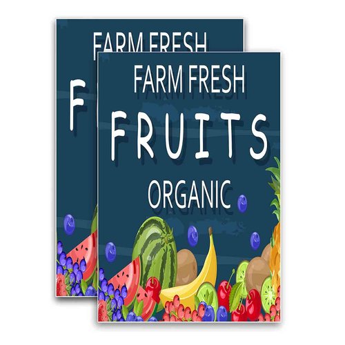 Farm Fresh Fruits Organic (24" X 36") Vinyl Decal Only (Pack of 2) |Sign|Sticker|Poster