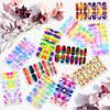 WOKOTO 12 Sheets Graffiti Nail Polish Stickers Full Nail Wraps for Women Aurora Gradient Gel Nail Strips Nail Polish Strips for Women Girls Nail Stickers Mix Color Stick On Nail Gel Stickers