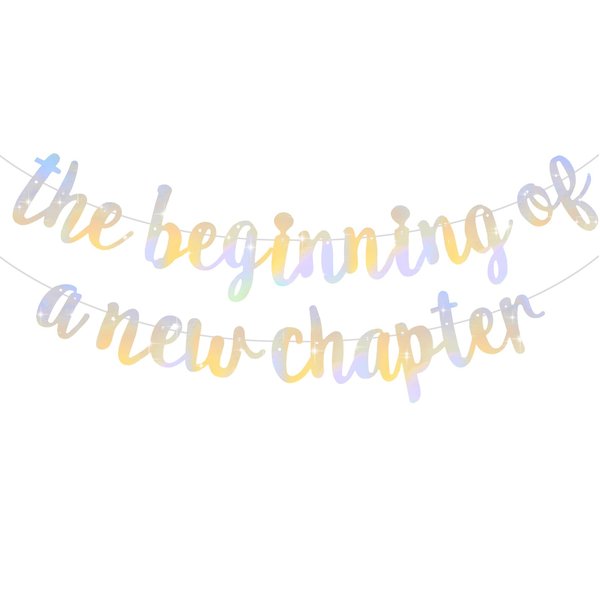 BEISHIDA The Beginning of A New Chapter Banner, Farewell party Decoration,Happy retirement Supplies,Going away party Sign Garland,Graduation banner Glitter Iridescent Silver