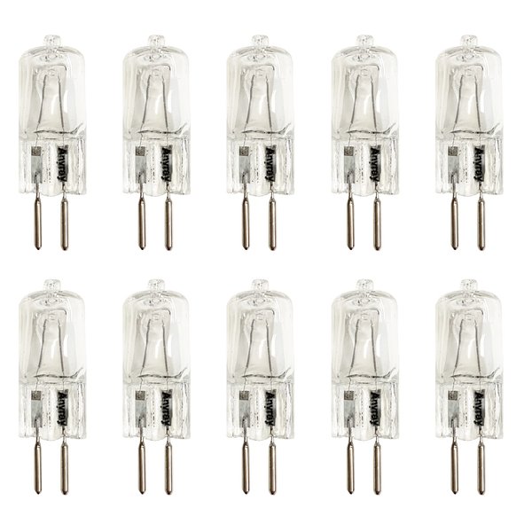 Anyray (10)-bulbs 35 Watt G6.35 base T4 35W 120-Volt Clear Halogen Bulb Bi Pin light 35Watt 110V