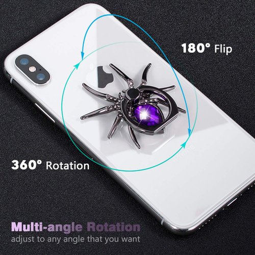 Allengel Spider Phone Ring Holder Stand, Animal Phone Ring Finger Grip Rhinestone Phone Kickstand for All Smartphone (Purple)
