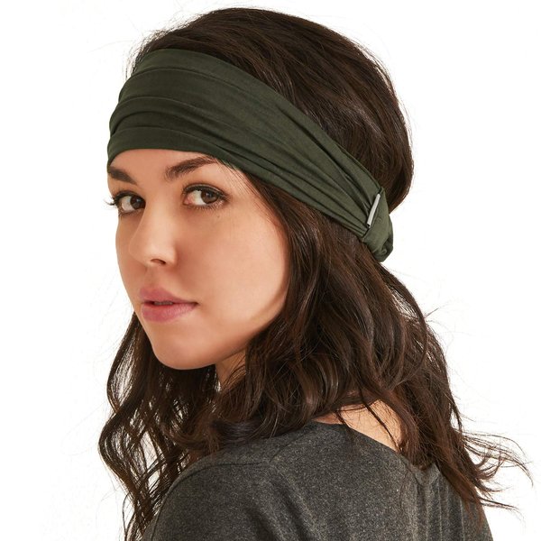 CHARM Khaki Japanese Bandana Headbands for Men and Women – Comfortable Head Bands with Elastic Secure Snug Fit Ideal Runners Fitness Sports Football Tennis Stylish Lightweight L