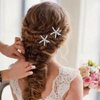 BARTOSI Starfish Hair Clips Silver Pearl Hair Barrettes Crystal Hair Pin Bride Wedding Hair Pieces Mermaid Hair Accessories for Women and Girls (Pack of 2)