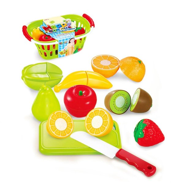 Mundo Toys Play Food Toys Set for Kids 19 pcs Plastic Cutting Fruits Vegetables w/Basket for Toddlers Boys Girls +3 Age