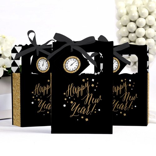 Big Dot of Happiness New Year's Eve - Gold - New Years Eve Party Favor Boxes - Set of 12