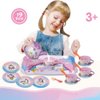 19Pcs Rainbow Unicorn Toys Tea Party Set for Little Girls, Birthday Gift for Age 3 4 5 6 Year Old, Princess Tea Time Set Toys for Little Girls, Kids Toddlers Kitchen Pretend Toy with Tin Tea Set