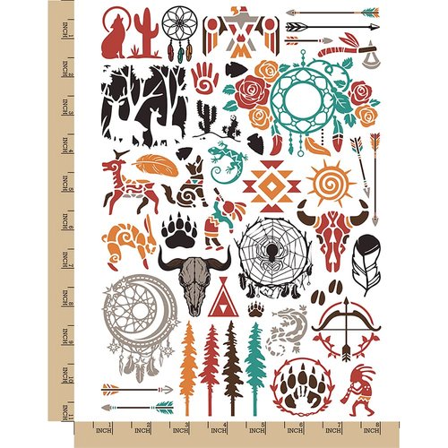 Southwest Native American Temporary Tattoo Water Resistant Fake Body Art Set Collection - Color (One Sheet)