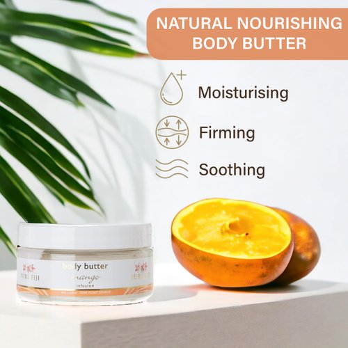 PURE FIJI Body Butter - Moisturizer Body Butter Cream - Face Cream and Body Lotion for Dry Skin with Natural Oils & Vitamin E, Body Butter For Women for Men,Mango, 8oz
