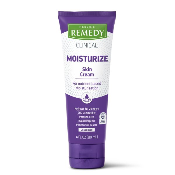 Medline Remedy Clinical Skin Cream Moisturizer, Unscented (4 fl oz), 12 Count Nourishing for Dry Skin, Paraben and Sulfate-Free Moisturizing Cream for Face and Body, Lotion for Sensitive Skin