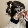 Metal Silver Hair Clips Claw for Women for Thick Hair French Hair Barrettes for Hair Styling Hair Clips Claw Ribbon Bow Design Hair Accessories Non-slip Hair Decorations Thanksgiving Gifts 1Pcs