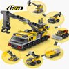 Vilbocr 6 in 1 Children Crane Toy Building Blocks Toys for 4+ Years Boys Kids Gift Idea Toy Construction Truck Toys 142Pcs-Compatible with Other Building Block Toys （Crane Truck）
