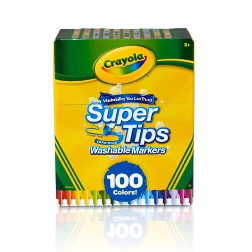 Crayola Super Tips Marker Set (100ct), Fine Point Washable Markers, Drawing Markers for Kids & Adults, Great for Thick & Thin Lines