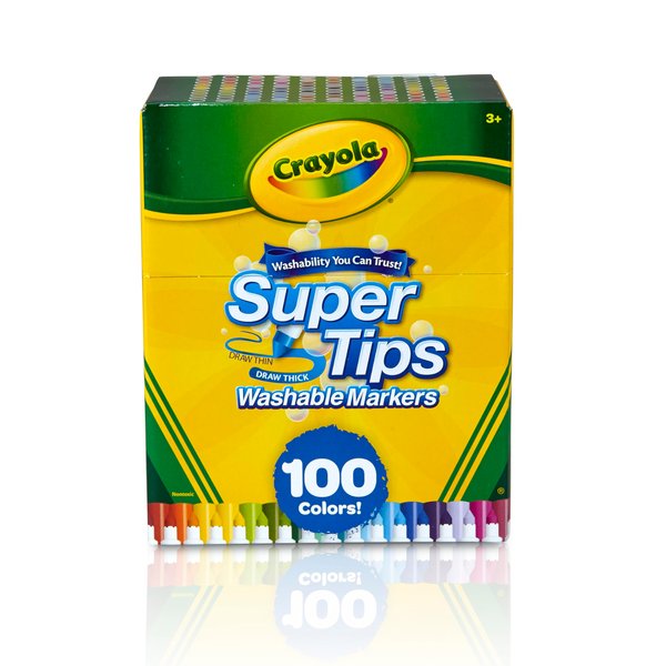 Crayola Super Tips Marker Set (100ct), Fine Point Washable Markers, Drawing Markers for Kids & Adults, Great for Thick & Thin Lines