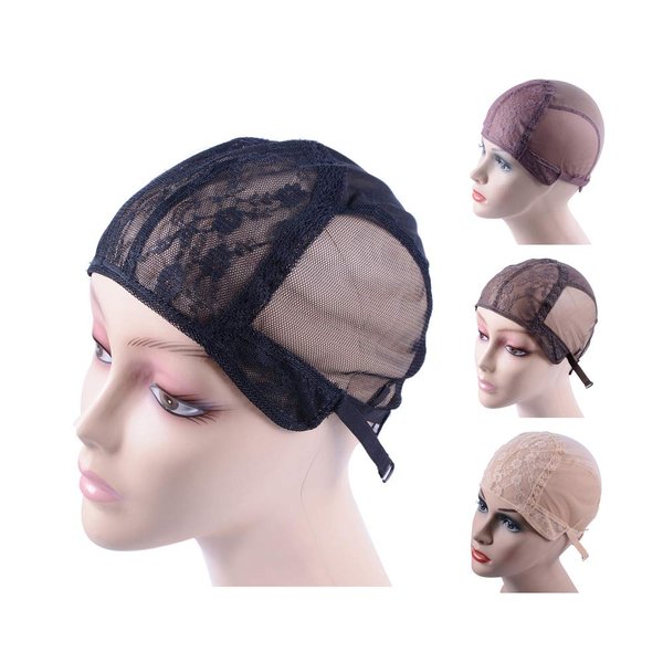 YANTAISIYU Wig Making Cap Double Lace Wig Cap for Wig Making Breathable Wig Cap with Adjustable Straps on the Back Swiss Lace Hairnet (Black S)