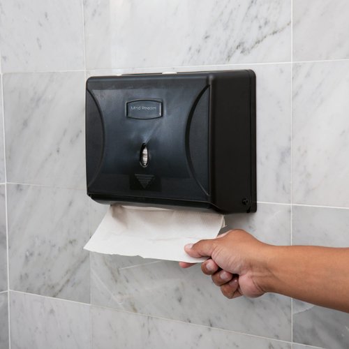 Mind Reader Paper Towel Dispenser, Tri-Fold Towel Holder, Restroom, Wall Mount, Bathroom, 10.25"L x 3.75"W x 8"H, Black