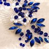 Sparkly Wedding Hair Combs, Crystal Flower Hair Clips Bride Bridesmaid Hair Sides Comb Rhinestone Barrettes, Crystal Flower Hair Pins Hair Accessories for Women Girls (Blue)