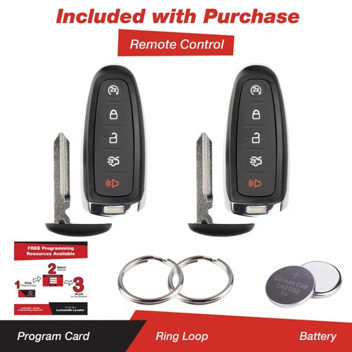 KeylessOption Keyless Entry Car Remote Start Smart Key Fob for Ford Lincoln M3N5WY8609 (Pack of 2)