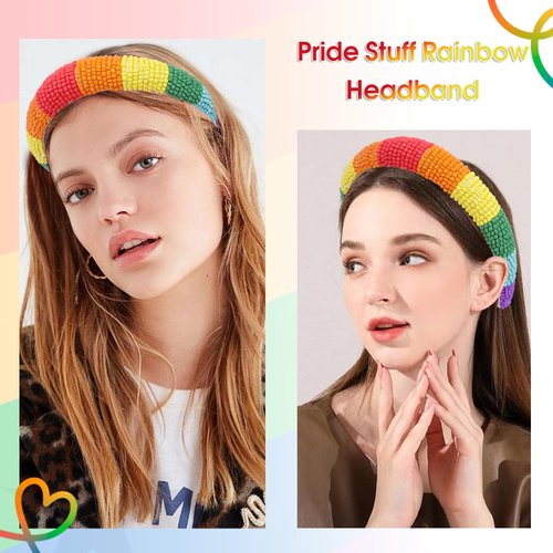 OAOLEER Pride Day Headband Diamond Rhinestone Big Headband for Women Rianbow Crystal Embellished Hair Hoop Races Goth Wedding Headpiece